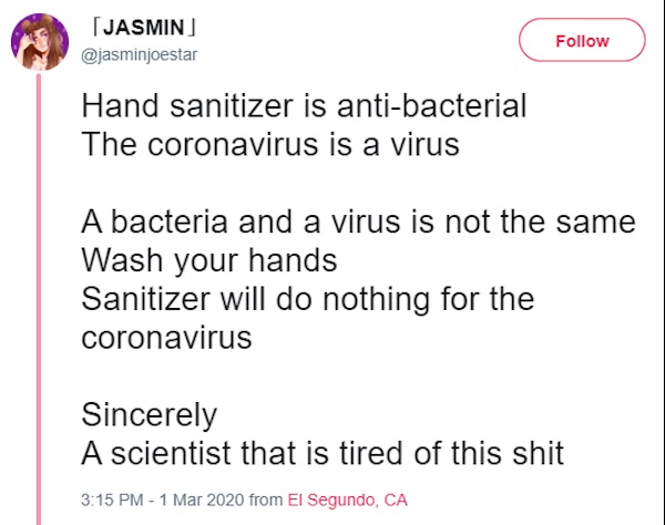 fake tweet about coronavirus
